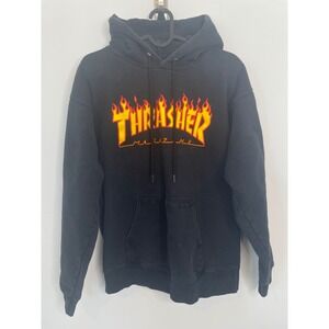 Thrasher Hoodie Flame Logo Black Small